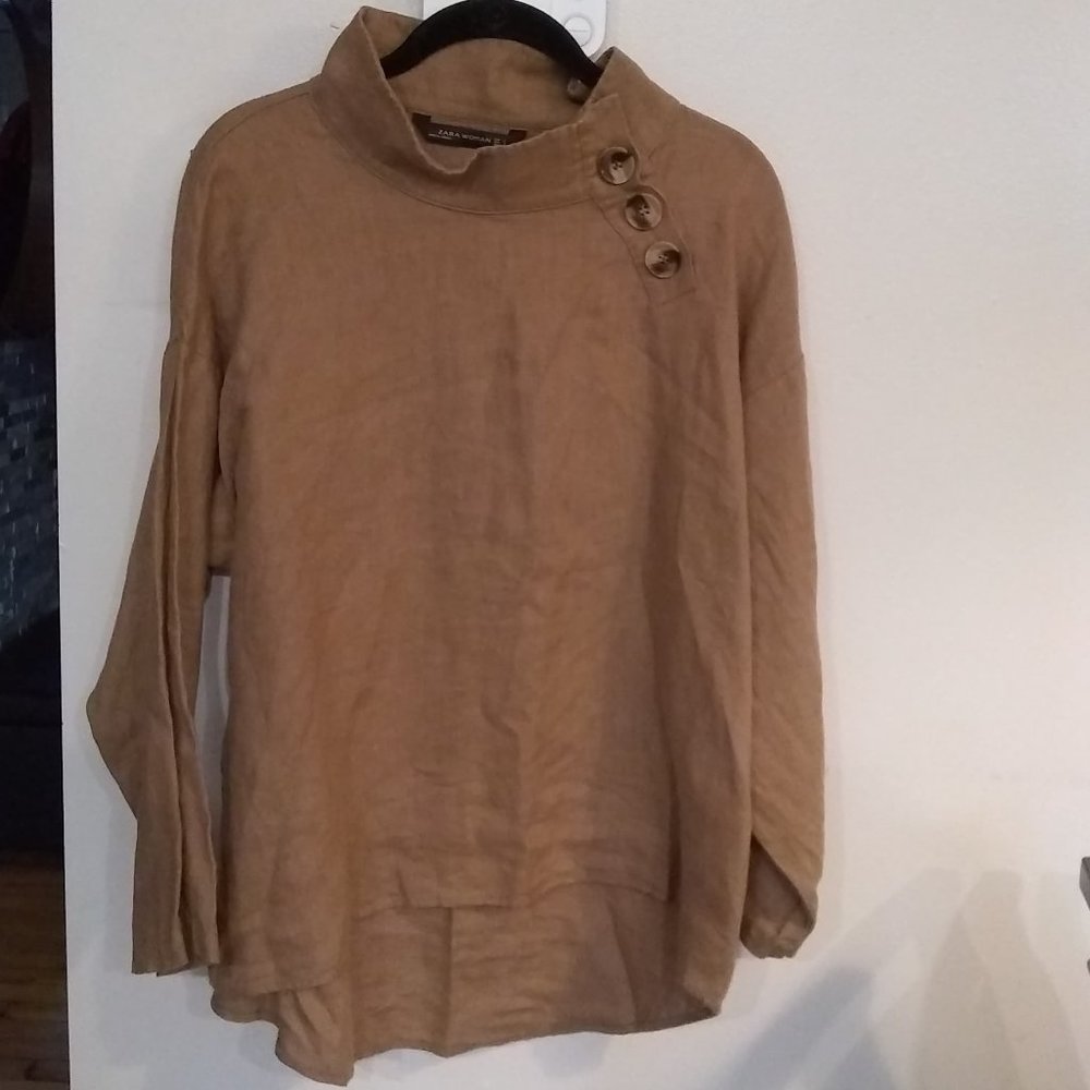 ZARA LINEN TOP WITH BUTTONS - Picture 16 of 16